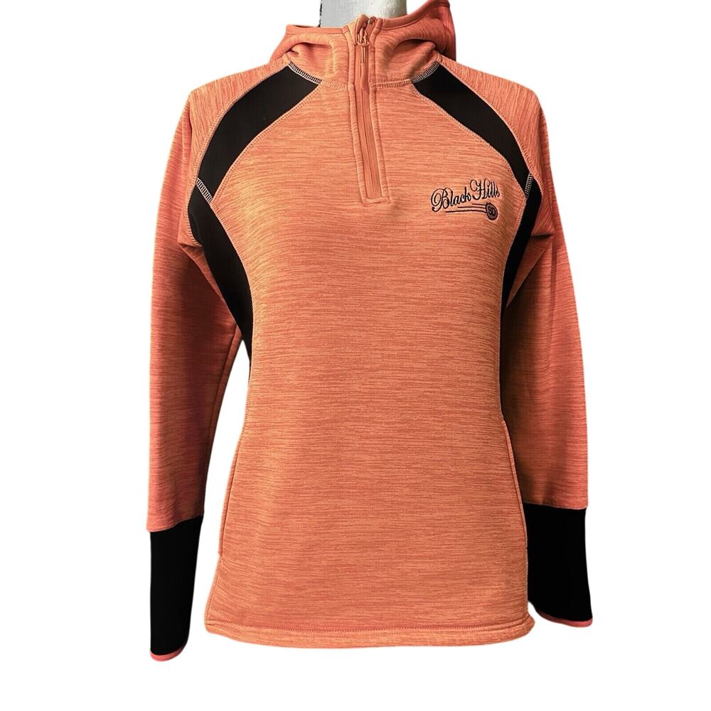 Black Hills‎ -Renegade Club Women’s Hoodie Orange 1/4 Zip Polyester Spandex